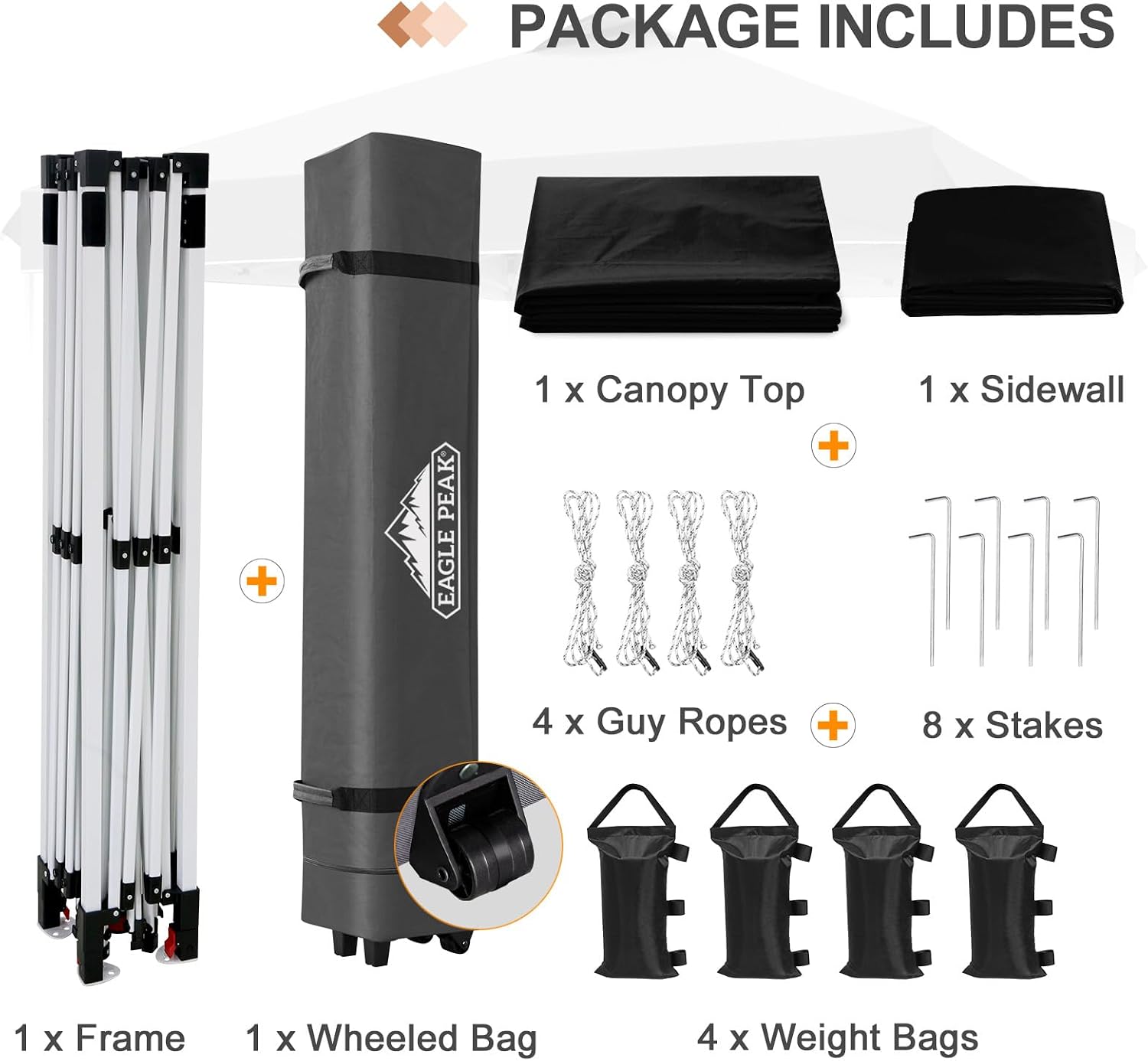 EAGLE PEAK Commercial Canopy 12x12 Pop Up Canopy Tent with 1 Sidewall, Easy Setup Heavy Duty Instant Event Shelter for Vendors & Markets, Outdoor Sun Shade, Black