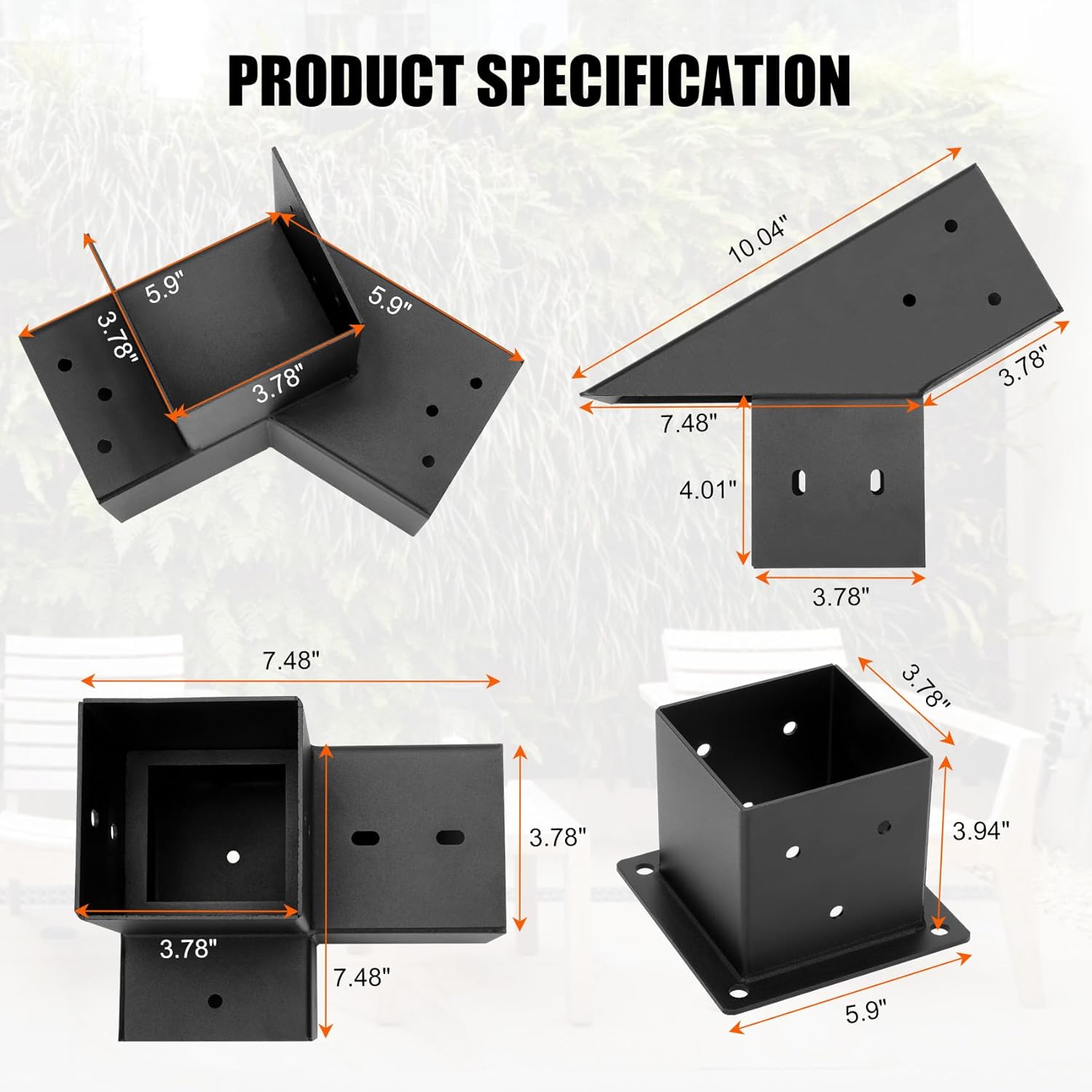 30° Slanted Pergola Whole-Set Kit for 4' x 4' Wood Pergola, Easy to Install, Weather - Resistant Bracket Kit for Carports, Gardens & More (14 Pcs)