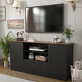 Furnify Farmhouse TV Stand for TVs up to 70 Inch, 63 Inch Entertainment Center with Storage Drawer and Open Shelves, Modern Media Console for Living Room, Bedroom, Black