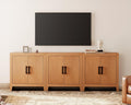 WAMPAT Farmhouse TV Stand for TVs up to 85 Inch, Rustic Wood Entertainment Center & Media Console with 6 Storage Doors, Accent Cabinet for Living Room, Hallway, Rustic Mocha