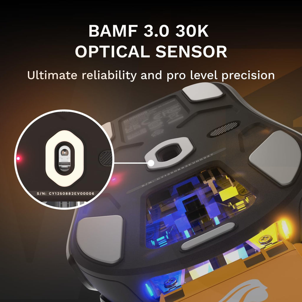 GLORIOUS Gaming Model O3 Wireless Gaming Mouse - InfinitePlay Swappable Battery, 130H Battery Life, 8k Polling, 130M Optical Switches, Ultralight 66g, 30K DPI Optical Sensor, RGB - Black