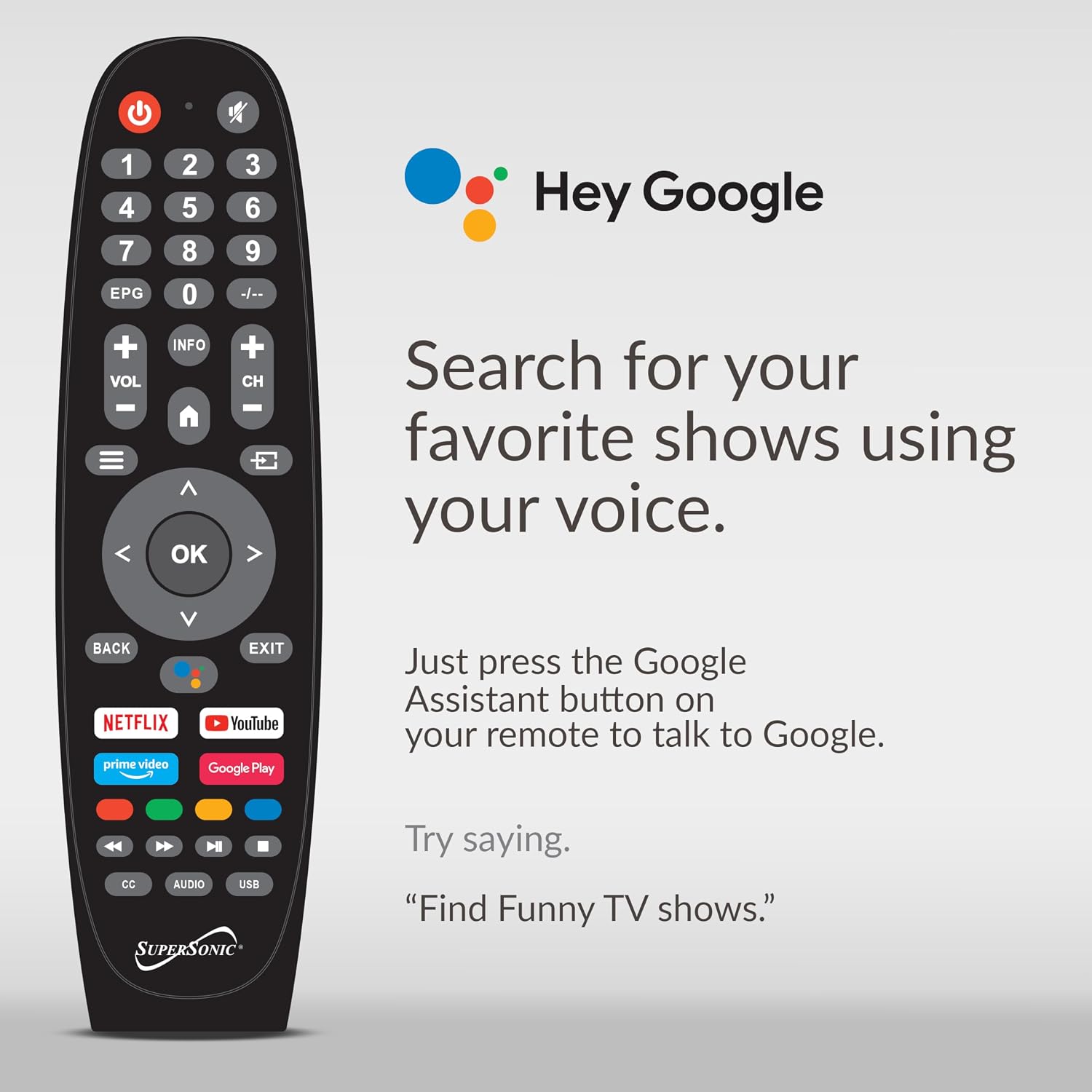 Supersonic SC-2450GTV-A 24-inch DLED Smart HDTV with Google Assistant, ATSC & NTSC System, HDMI USB Input, WiFi, 1080p Resolution, 16.7M Colors,60Hz Refresh Rate, Bluetooth, AC/DC Compatible