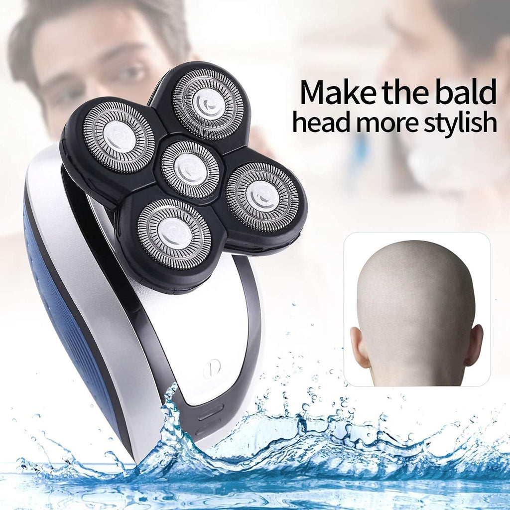 Electric Shaver for Men, 5 in 1 Head Shavers for Bald Men Electric Rotary Razor Beard Trimmer Grooming Kit Waterproof, Faster-Charging USB Rechargeable
