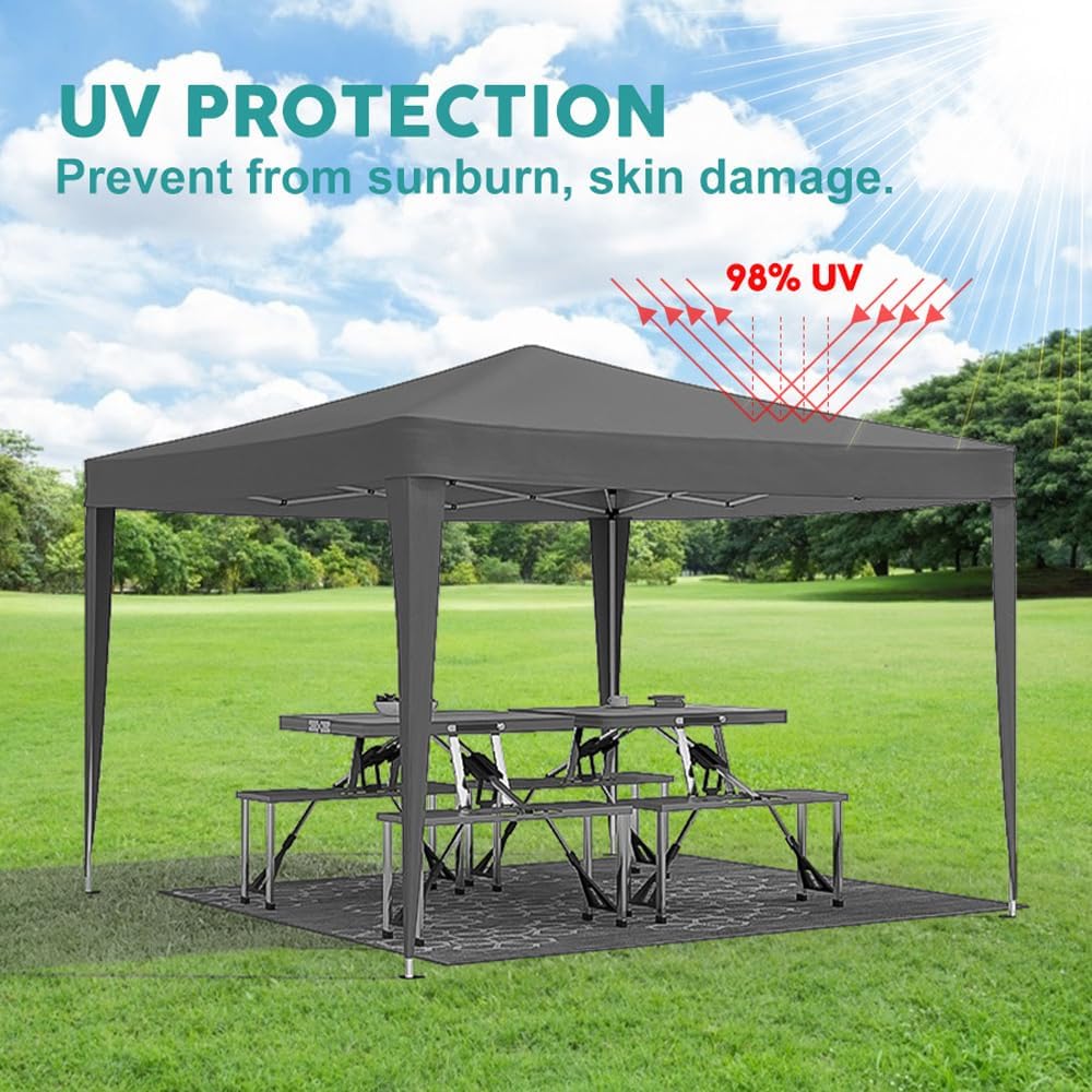 10x10 Pop Up Canopy with 4 Sidewalls Commercial Canopy Tent UPF 50+ All Weather Waterproof Outdoor Wedding Party Tent for Gazebo, Camping, Backyard Parties with Sand Bag, Black