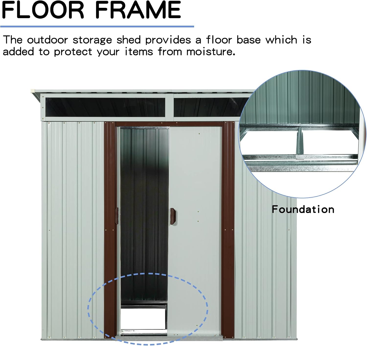 YOPTO 6×5 FT Outdoor Metal Storage Shed with 4 Integrated Punched Vents,Heavy Duty Outdoor Storage House W/Padlock and Sliding Doors,Waterpoof Resistance,Tool Sheds for Backyard Garden,Patio,White