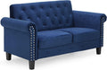 Furinno Bastia Vintage Modern Chesterfield Button Tufted Loveseat/Sofa Couch for Living Room, Navy Velvet