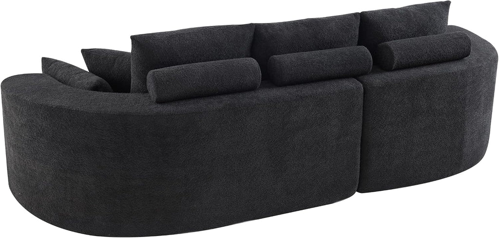Christopher Knight Home Carden 106' Curved Modular Sectional Sofa, Fabric Upholstered Comfy Sofa Couch with Chaise Lounge, Modern Cloud Couch with Deep Seat, No Assembly Required, Black