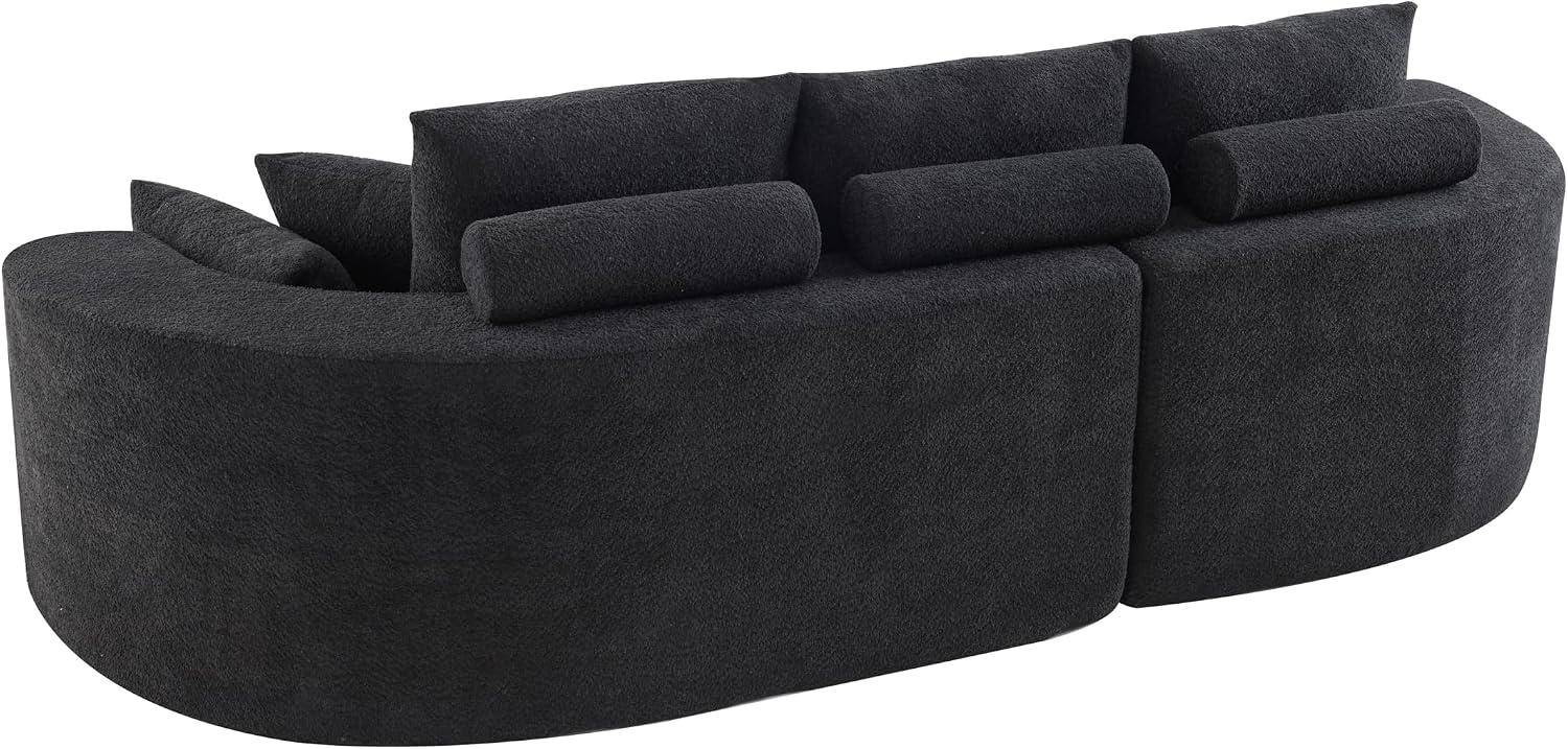 Christopher Knight Home Carden 106' Curved Modular Sectional Sofa, Fabric Upholstered Comfy Sofa Couch with Chaise Lounge, Modern Cloud Couch with Deep Seat, No Assembly Required, Black
