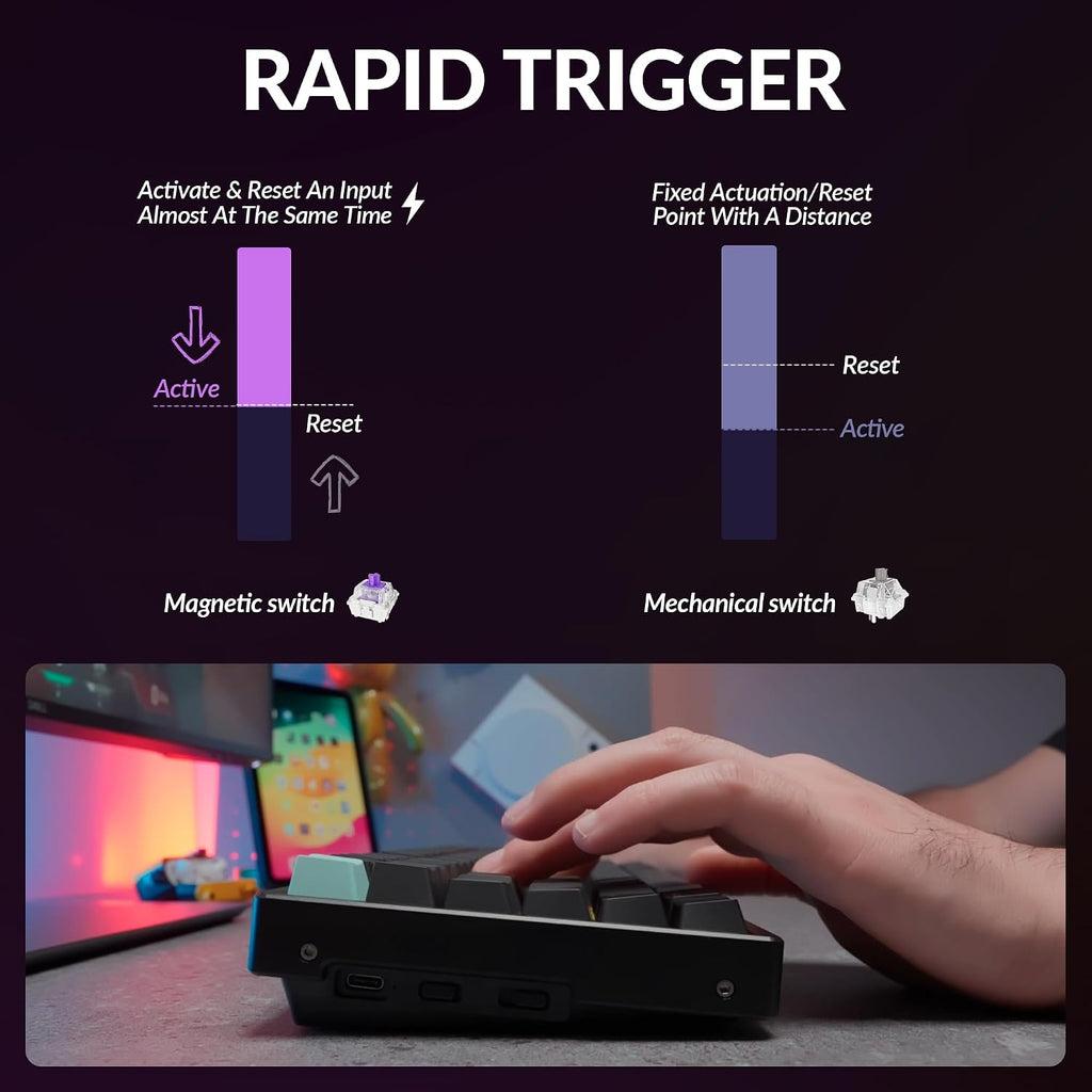 Keychron K2 HE Rapid Trigger Wireless Custom Keyboard with Hall Effect Gateron Double-Rail Magnetic Switch, QMK 2.4 GHz Bluetooth 5.2 RGB Compatible with Mac Windows Linux - Aluminum