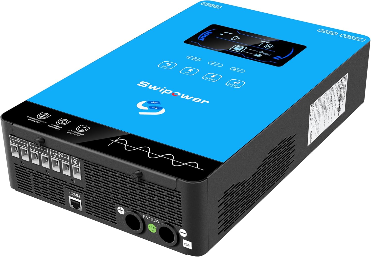 Xijia Hybrid Inverter 4000W Pure Sine Wave Power Inverter with 140A MPPT Solar Charger DC 24V to AC 110V60HZ Solar Converter，Battery-Less Operation, Compatible with Lithium & AGM Batteries