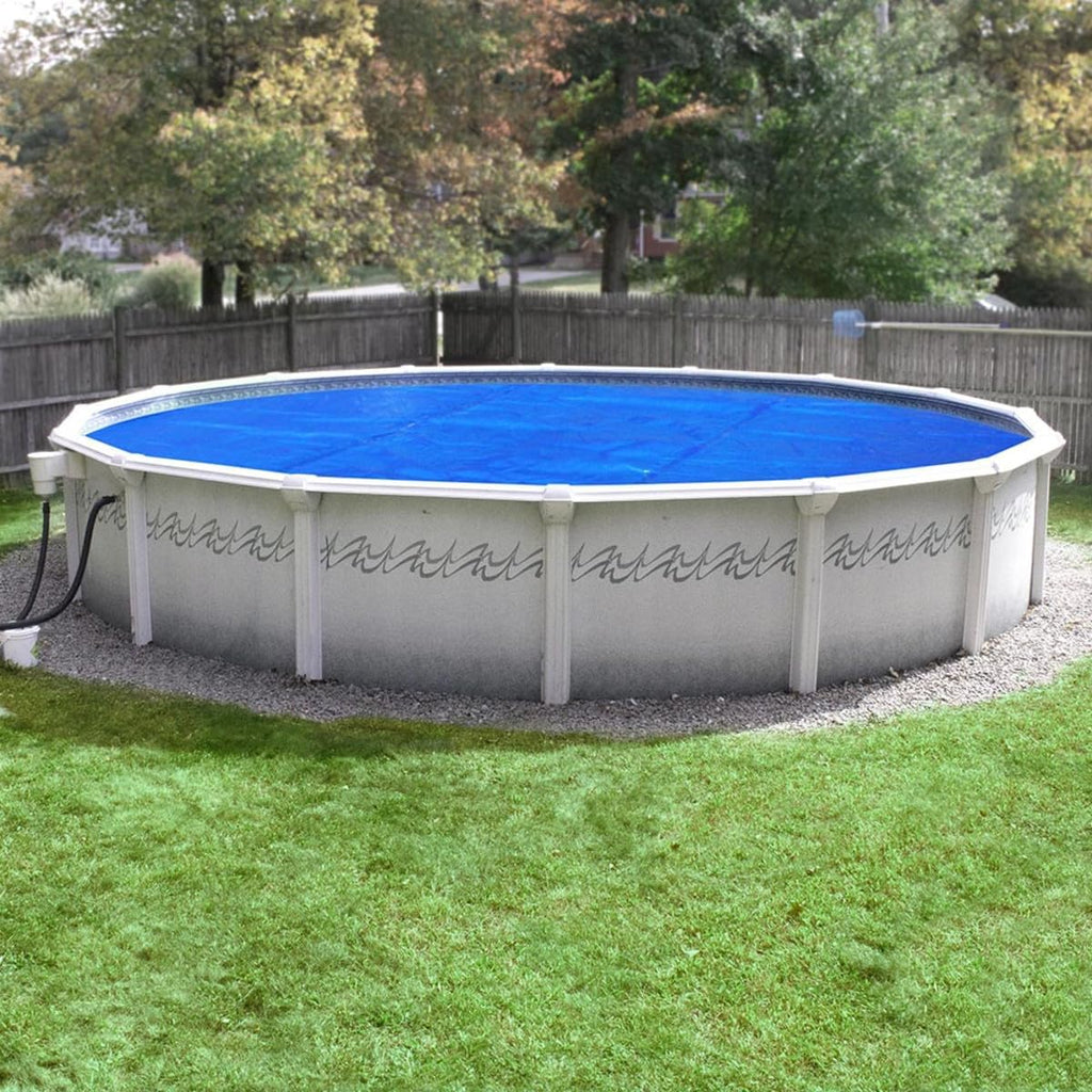 Pool Mate 24 Ft Blue/Silver Deluxe Solar Cover for Above Ground Pool, Pool Solar Cover, 8-Mil Thick, 5-Year Warranty, Made in USA