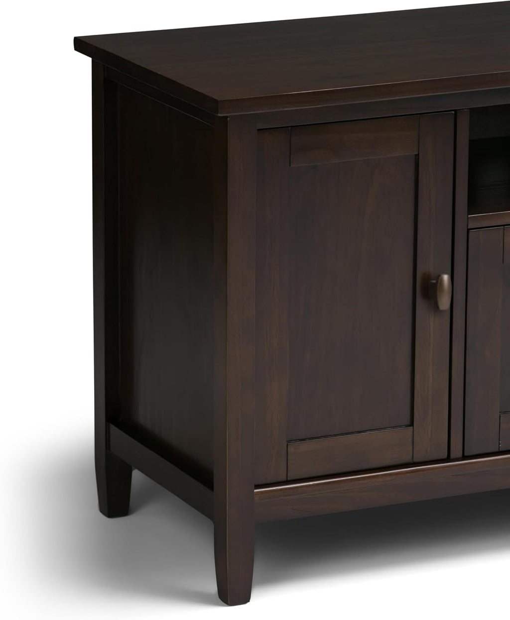 SIMPLIHOME Warm Shaker TV Stand - 72 inch Wide Solid Wood Media Console in Tobacco Brown, Transitional Entertainment Center for Living Room for TVs up to 80 Inches with Cabinets and Cable Management