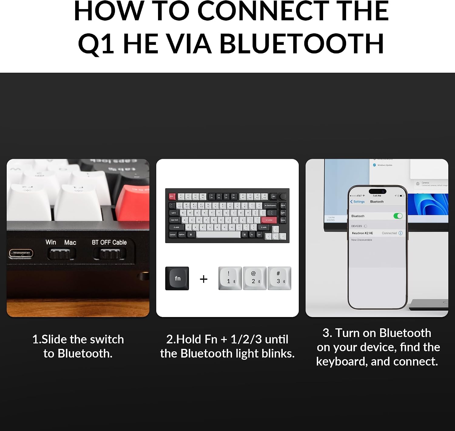 Keychron Q1 HE Wireless Custom Keyboard Rapid Trigger QMK Launcher 2.4 GHz Bluetooth 5.2 with Gateron Double-Rail Magnetic Switch, RGB Compatible with Mac Windows Linux (Hot-swappable)