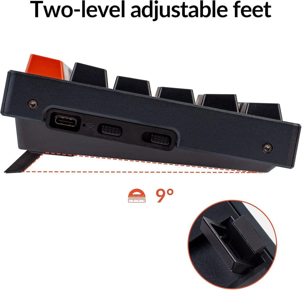 Keychron K2 75% Layout 84 Keys Hot-swappable Bluetooth Wireless/USB Wired Mechanical Keyboard with Keychron Super Red Switch/Double-Shot Keycaps/RGB Backlight/Aluminum Frame for Mac Windows Version 2