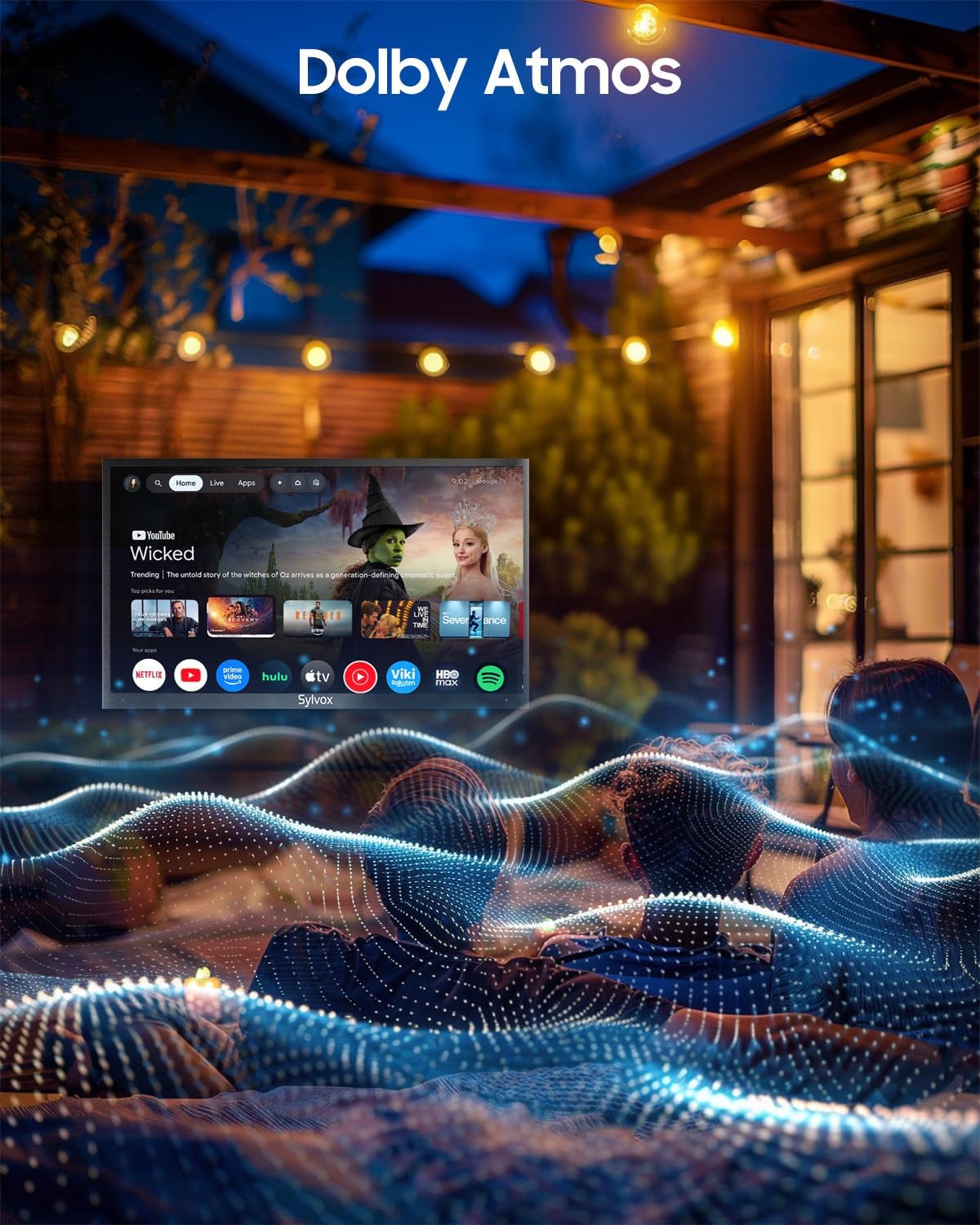 SYLVOX Outdoor TV, 75-Inch Waterproof Smart TV, 2000 nits Full Sun TV, 4K, Dolby Atmos, HDR10, Weatherproof Television with Voice Assistant Remote (Pool Pro 3.0, Latest Model)