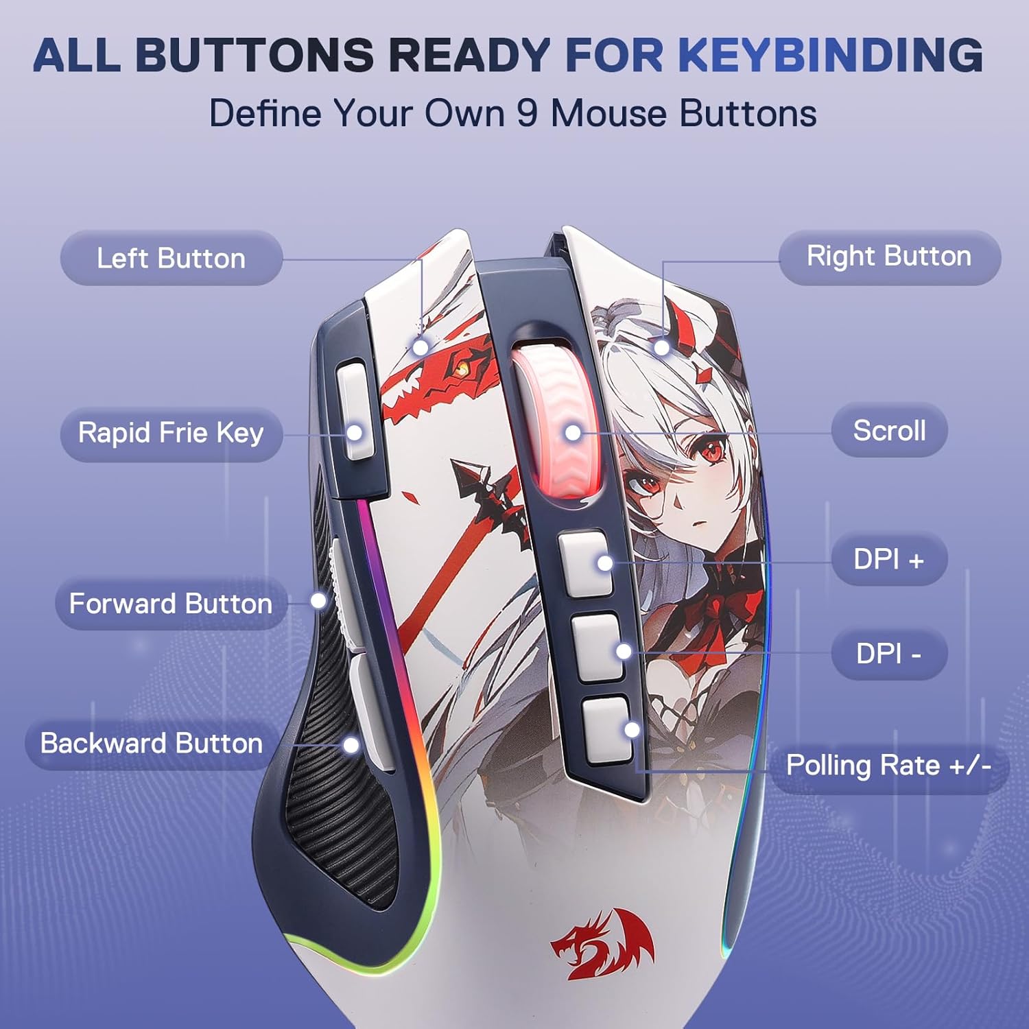 Redragon K719 Gaming Keyboard and M612 PRO Mouse