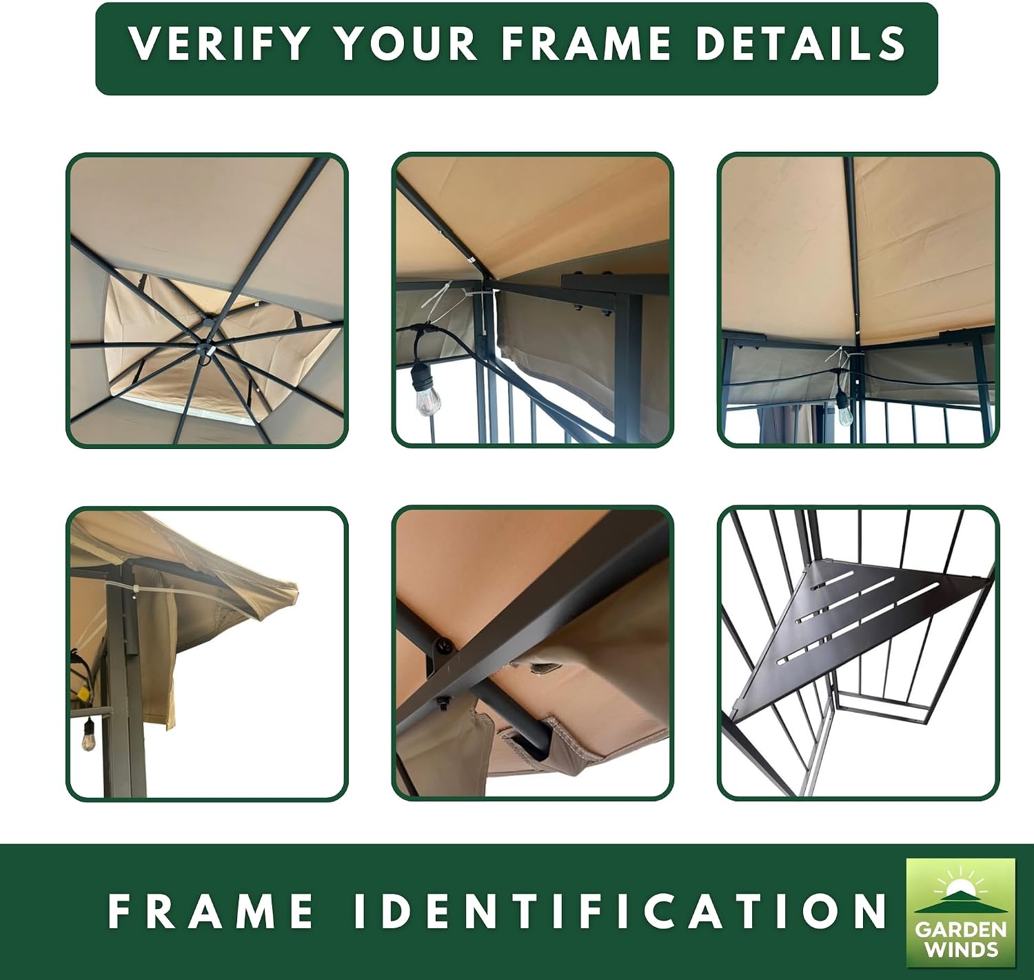 Garden Winds Reinforced RipLock 350 Replacement Canopy Top Cover Compatible with Style Selection 10' x 10' Gazebo Models TPGAZ9126A, TPGAZ9126B, TPGAZ9116D - Beige