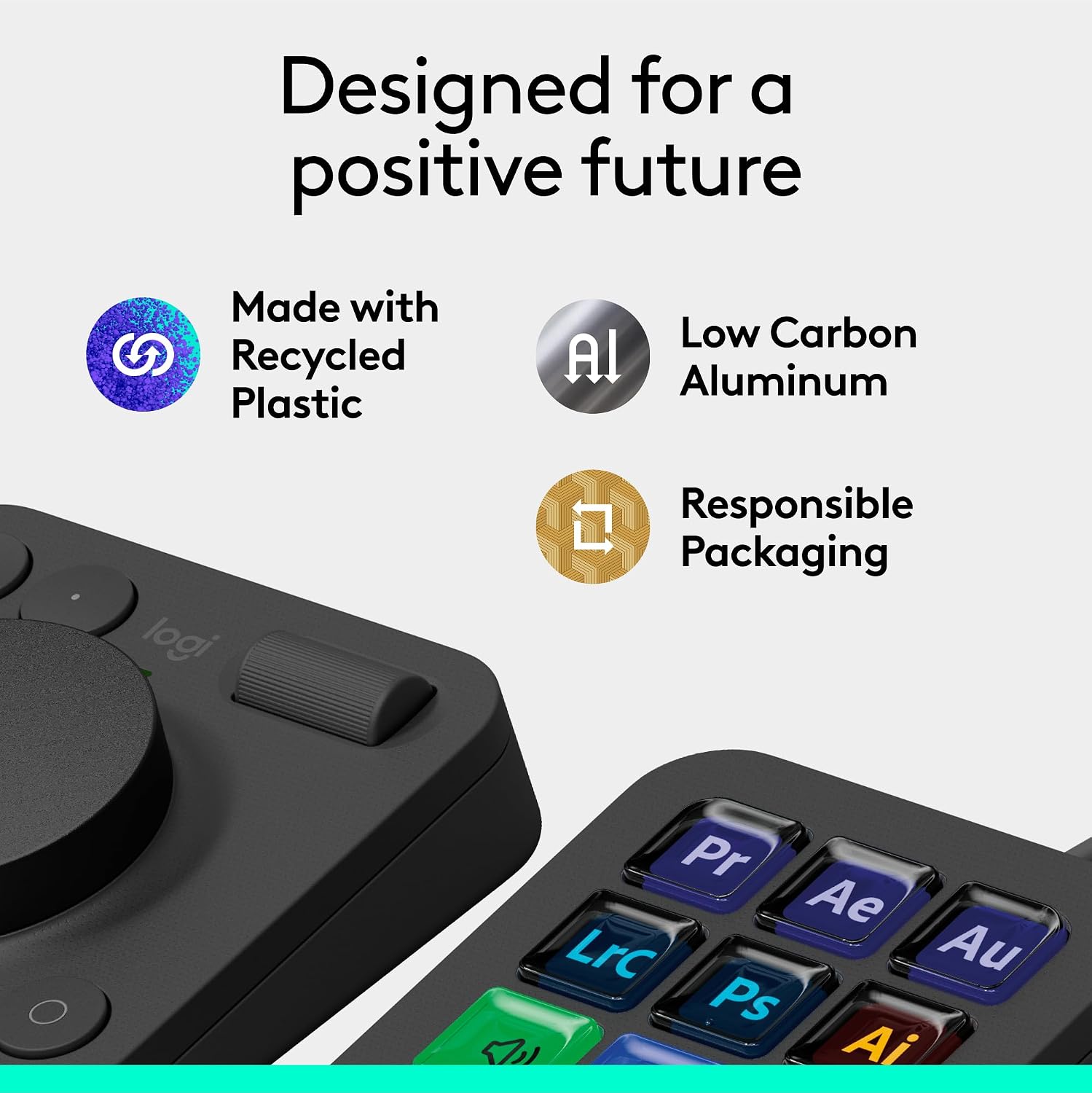 Logitech MX Creative Console, 9 Customizable LCD Keys, Stream Deck Accessories,Connectivity Technology USB-C, Control Dial for Graphic Design, Zoom, Spotify - Graphite, 3-Month Adobe Cloud Membership