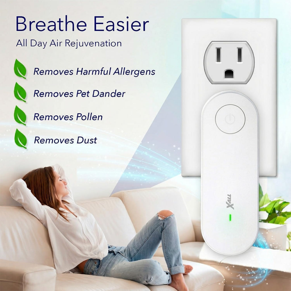 X-All Air Ionizer 3-Pack – Plug-In Ionizer for Bedroom, Home, Office - Freshens Air from Pets, Cooking, Trash, and Smoke (3 Pack)