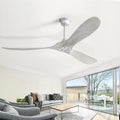 CACI Mall 60' Ceiling Fan no Light, Outdoor Ceiling Fans for Patios Without Lights, Remote Control, Solid Wood 3 Blades, Quiet, Indoor Ceiling Fan for Living Room, Patio, Bedroom, Porch, Farmhouse