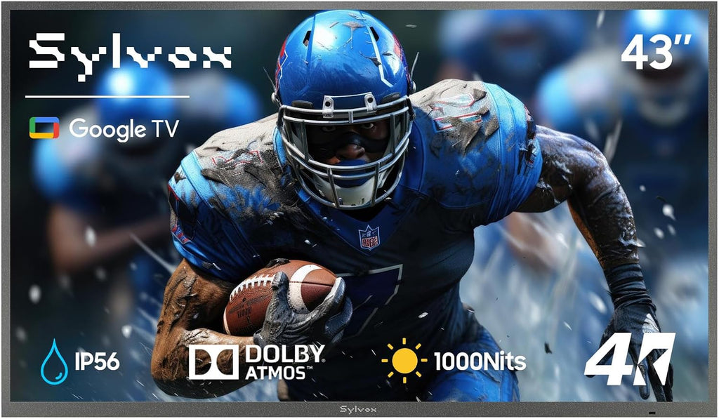 SYLVOX Outdoor TV, 43 inch Waterproof Smart Outdoor TVs, 4K, HDR 10, Weatherproof,1000nits, Voice Assistant Remote, for Partial Sun Area(Deck Pro 3.0, Latest Model)