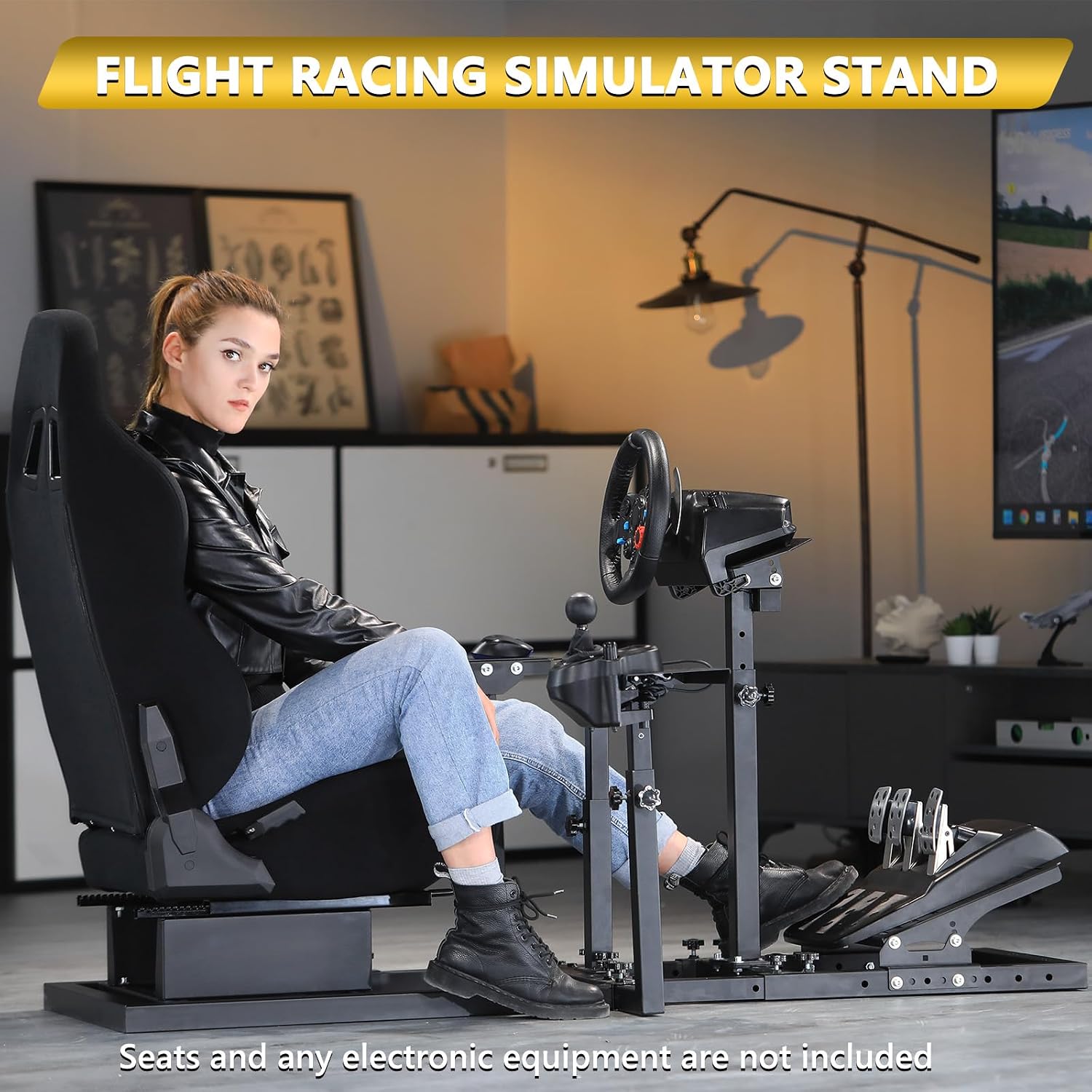 Marada Racing Simulator Cockpit Flight Simulation Adjustable Fit for Thrustmaster HOTAS Warthog, for Logitech G25 G27 G923 Racing wheel, Wheels,Pedals, Throttle, Joystick Not Included