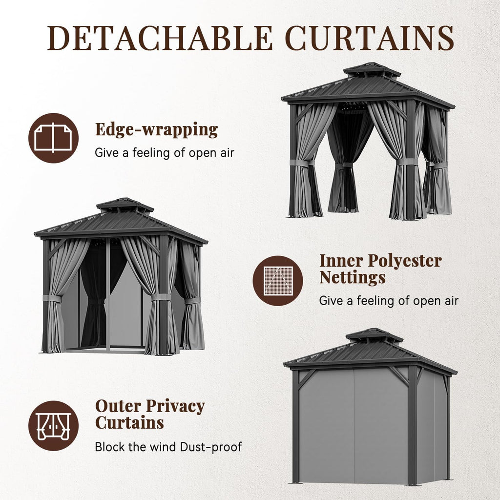 8 Ft. W X 8 Ft. D Patio Gazebo with Double Roof
