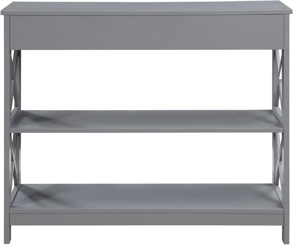 Convenience Concepts Oxford 1-Drawer Console Table 39.5' - Farmhouse Sofa Display with Storage Shelf For Living, Family, & Dining Room, Modern Entryway Hall Table for Kitchen, Bedroom, Gray