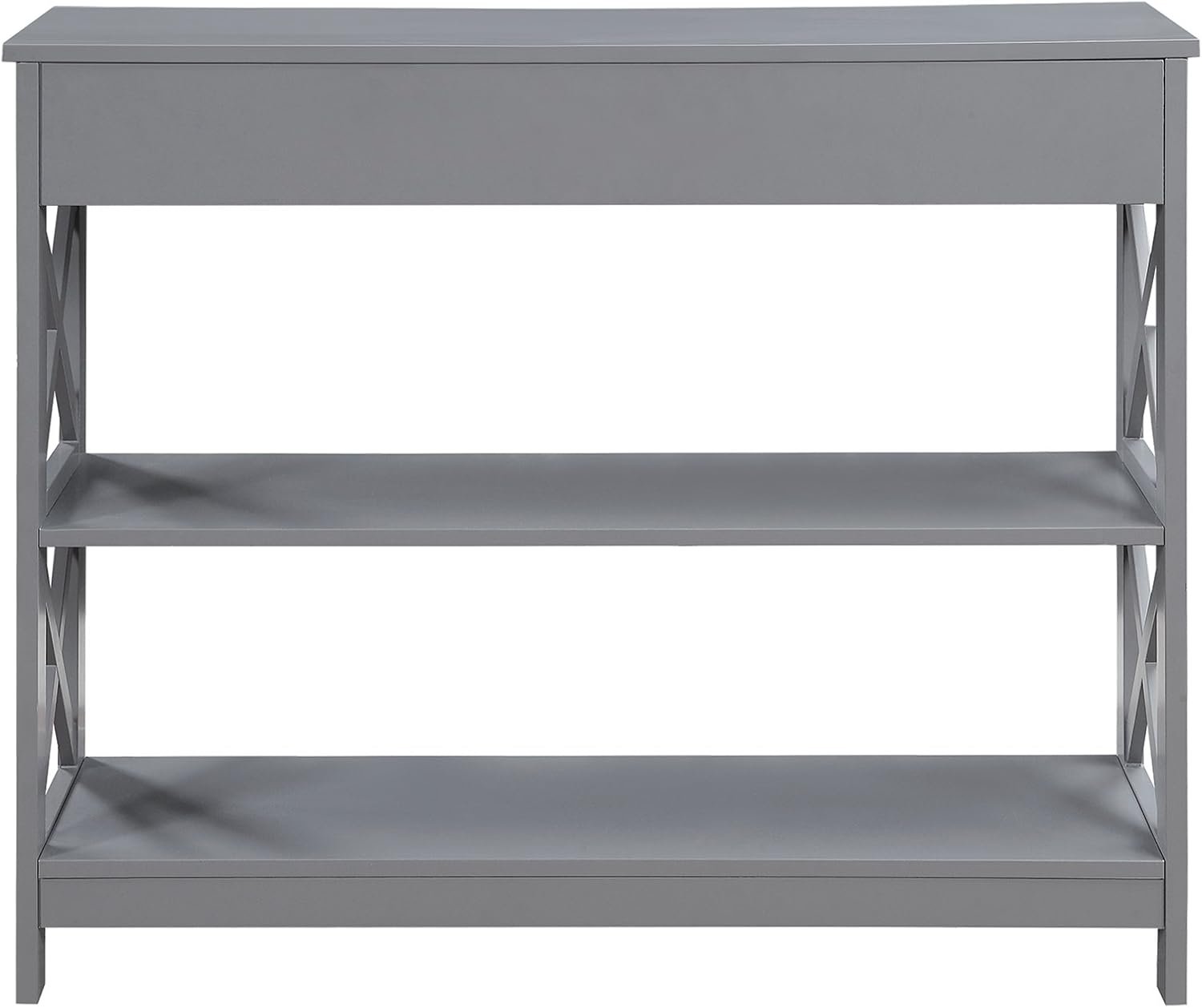 Convenience Concepts Oxford 1-Drawer Console Table 39.5' - Farmhouse Sofa Display with Storage Shelf For Living, Family, & Dining Room, Modern Entryway Hall Table for Kitchen, Bedroom, Gray
