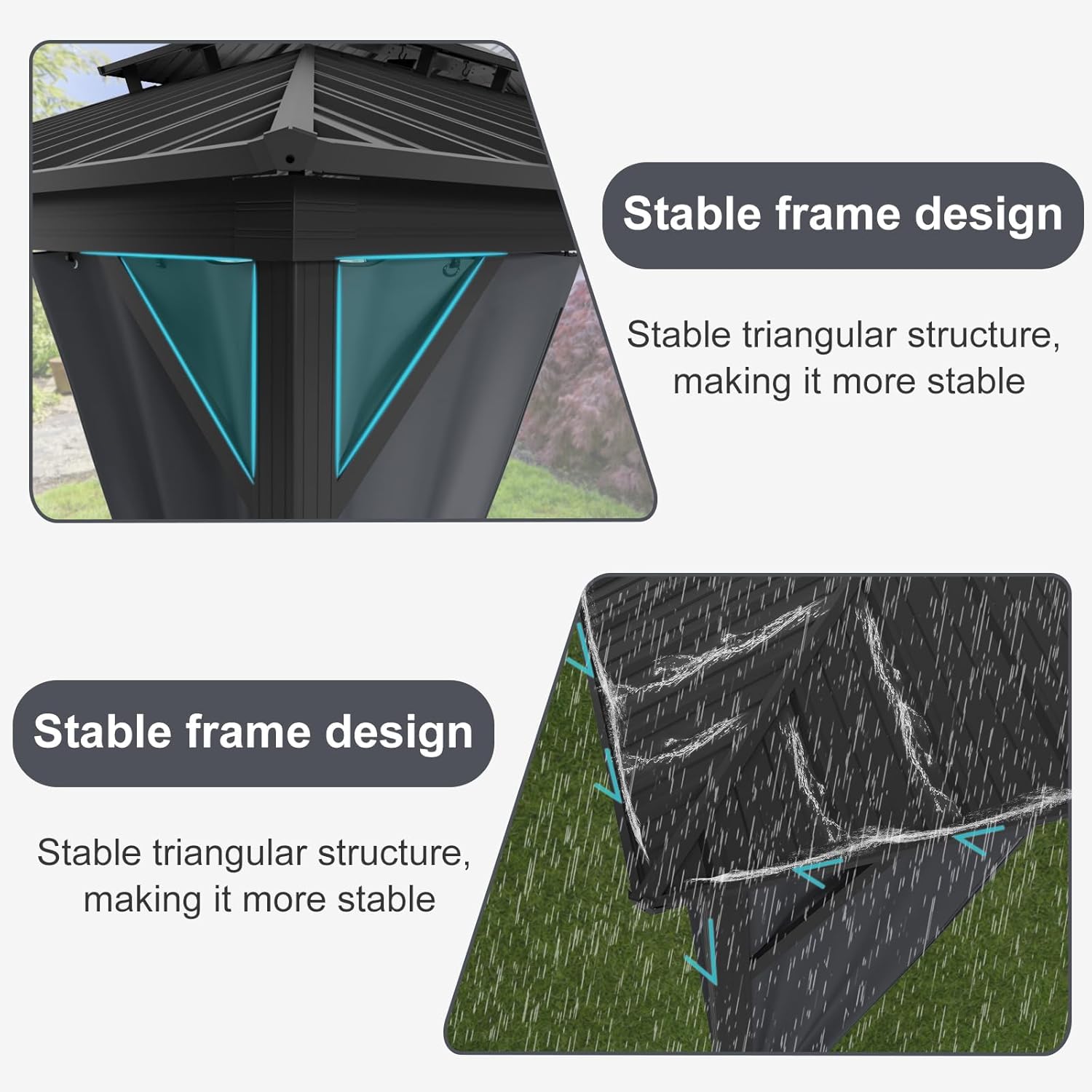 12'x20' Hardtop Gazebo - Heavy Duty Galvanized Steel Frame with Double Roof, Includes Netting & Curtains for Patio/Backyard (Gray)