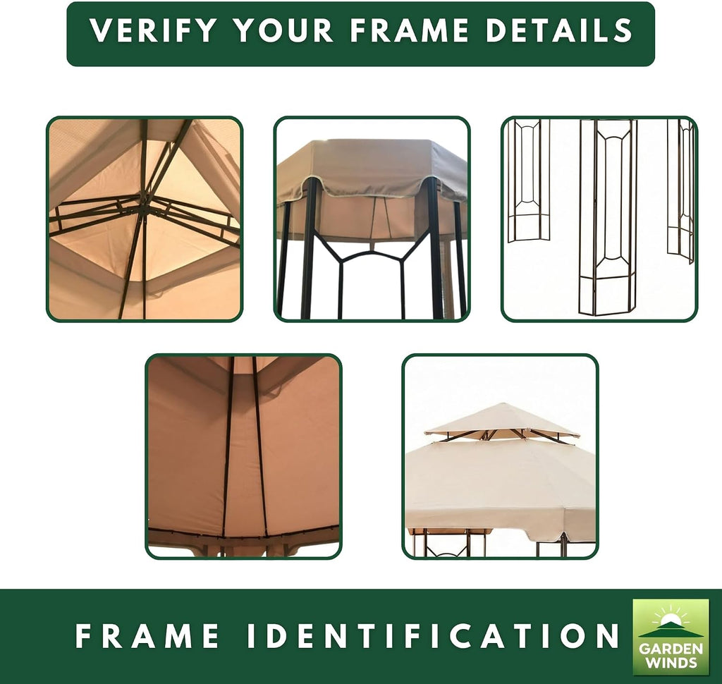 Garden Winds Reinforced RipLock 350 Replacement Canopy Top Cover Compatible with Cottleville 10' x 10' Gazebo Model GFS00744A - Green