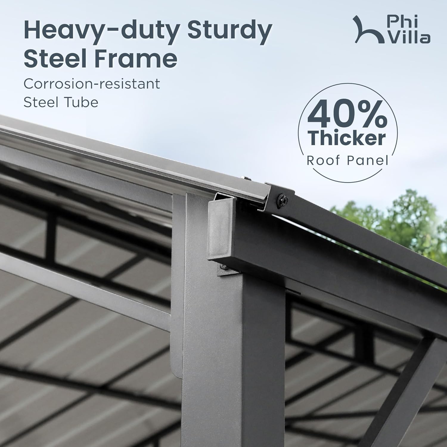 PHI VILLA 10x20 ft Carport, Metal Carports Canopy Heavy Duty Car Port Portable Garage with Galvanized Steel Roof Multi-Use Shelter, Sturdy Outdoor Car Ports for Cars, Boats and Tractors