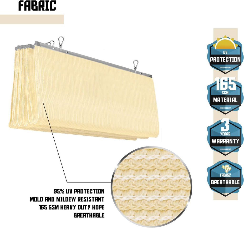 TANG 4' x 16' Pergola Cover Shade Canopy, Retractable Awning Sun Shades Outdoor Patio Pergolas Kit for Deck Backyard Gazebo, Wave Shade Sail with Hardware Wire Cable, Beige