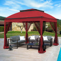 11x11 Pop Up Gazebo Tent with Mesh Netting, Instant Outdoor Canopy with UPF 50+ UV Protection, Water Resistant, Red