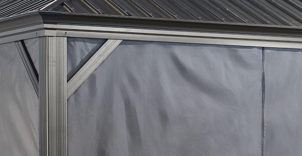 Sojag Accessories Set of 4 12' x 12' Curtains for Monaco/Messina/Mykonos Outdoor Gazebo Models, Grey