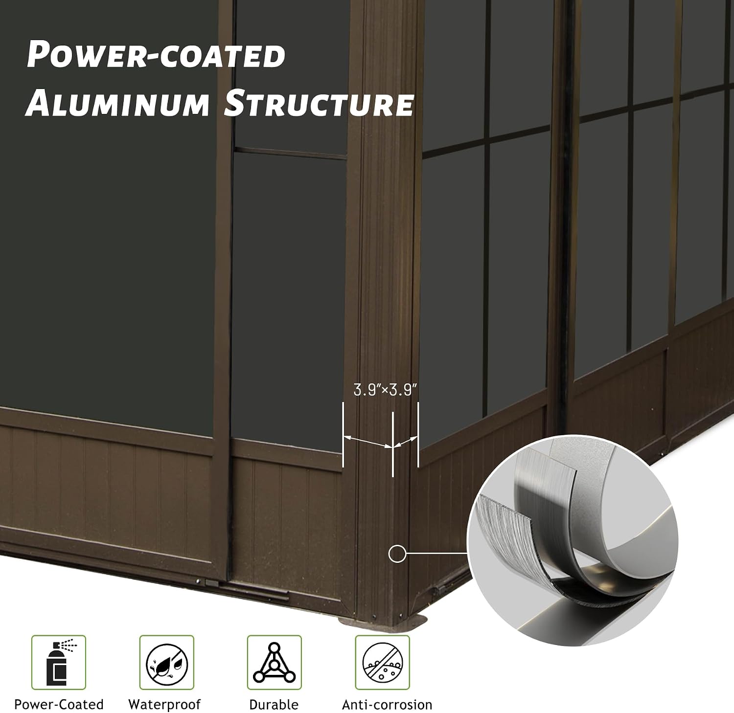 10x12FT Wall Mounted Sunroom, Outdoor Permanent Lean-to Solarium with Detachable Polycarbonate Roof, 2 Lockable Sliding Doors, Aluminum Gazebo Against The Wall Sun Room for Garden Patio Deck