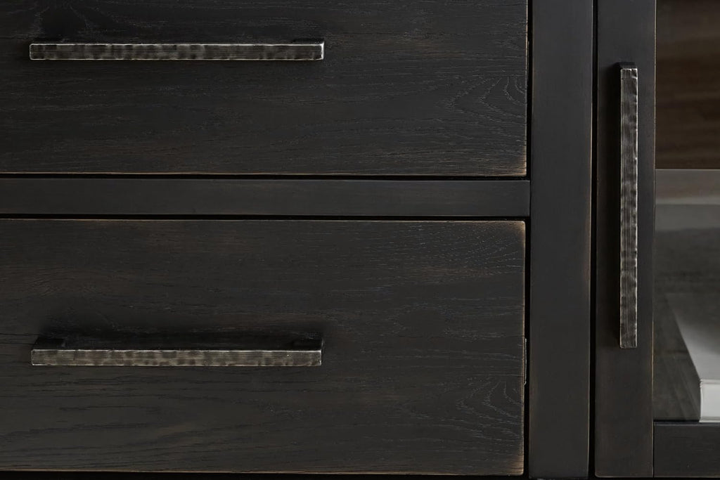 Signature Design by Ashley Galliden Urban 2-Drawer 80' TV Stand for TVs up to 91' with Adjustable Shelves, Cabinets, Cord Openings, Black