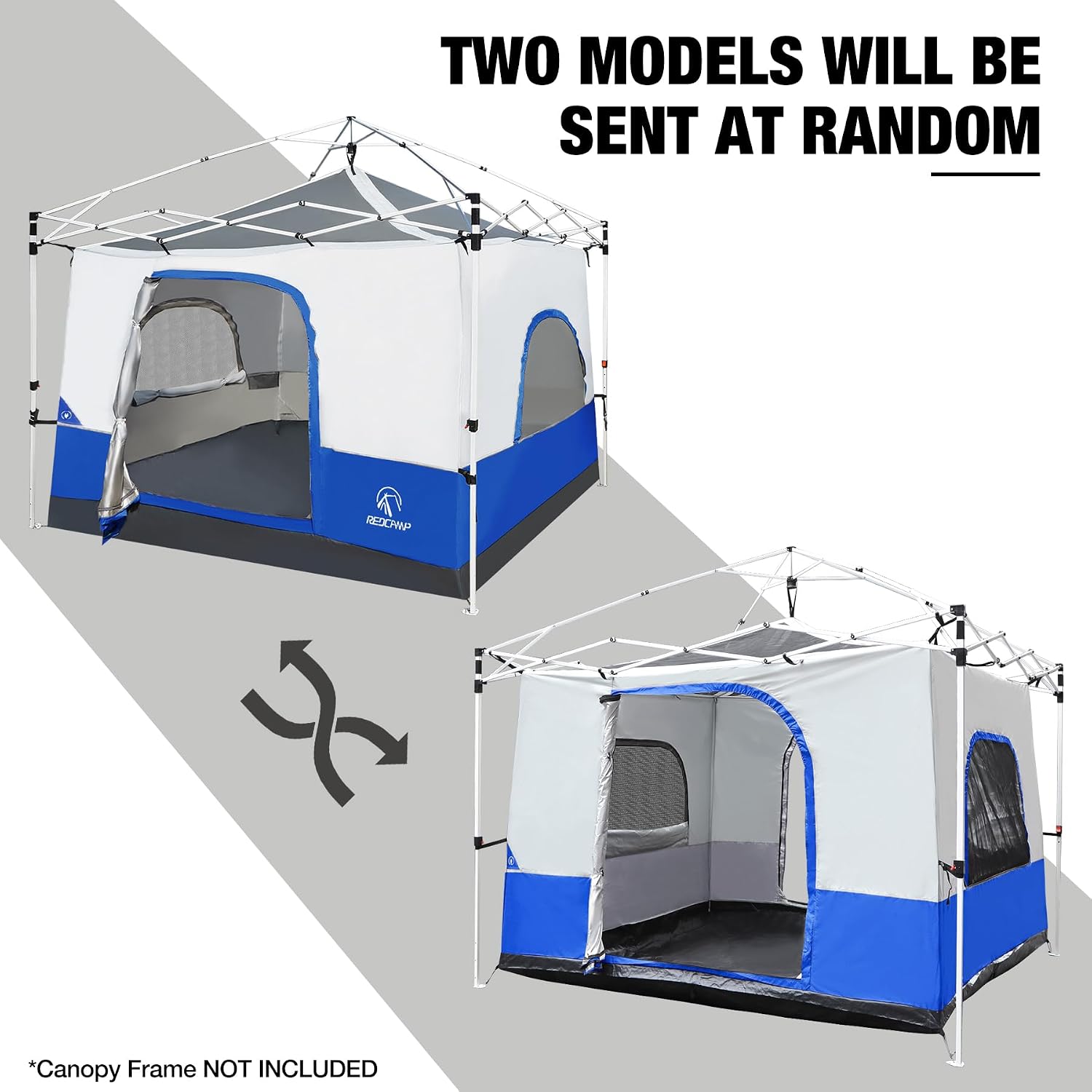 REDCAMP Canopy Camping Tent for Pop Up Canopy Tent, Inner Tent Converts Straight Leg 10'x10' or 10'x20' Canopy into Camping Tent, Fits 4-6 Person(Frame/Shelter NOT Included)