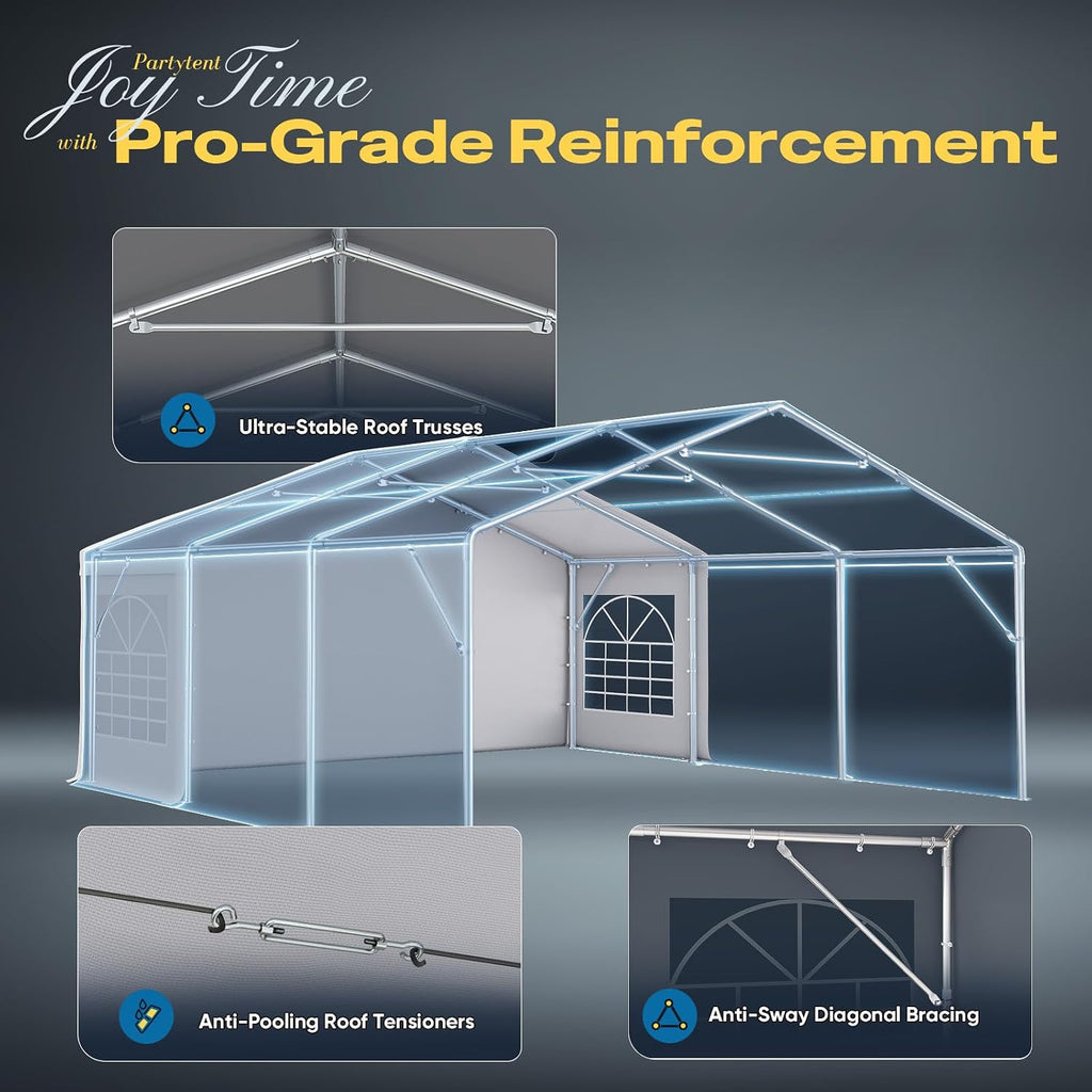 Quictent Premium 20x20 Party Tent Heavy Duty Outdoor Gazebo White Event Shelter Wedding Canopy Tent for Parties Carport BBQ with Removable Sidewall Windows & Storage Bags