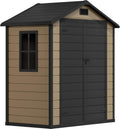 DWVO 6.2x3.4 FT Outdoor Resin Storage Shed with Floor, All-Weather Bike Storage Shed with Lockable Door, Window and Vent, Waterproof Plastic Tool Storage for Garden, Backyard, Patio, Lawn, Brown