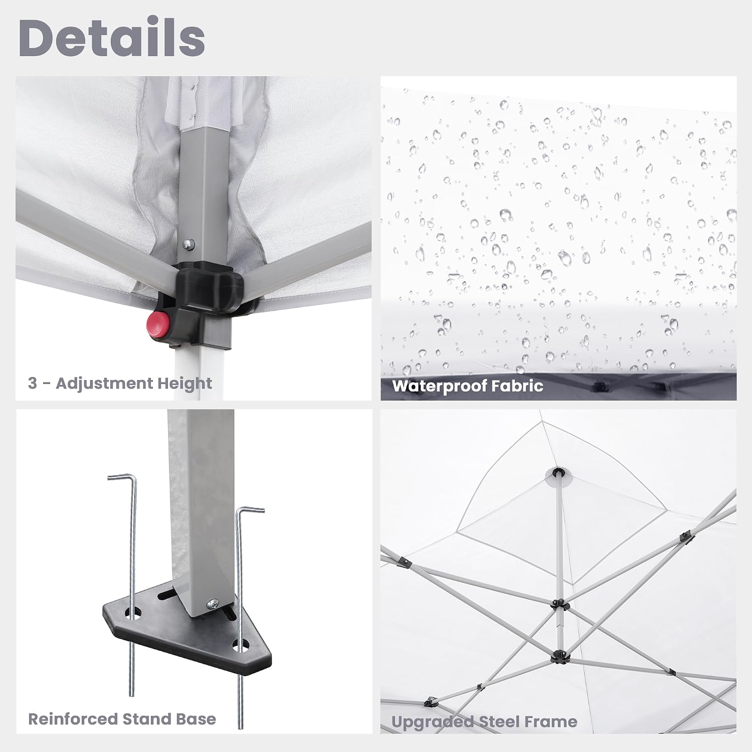 GDY 10'x20' Pop Up Canopy, Folding Party Tent with 4-Panel Removable Sidewalls, Heavy Duty Outdoor Commercial Instant Gazebo with Wheeled Bag, White.
