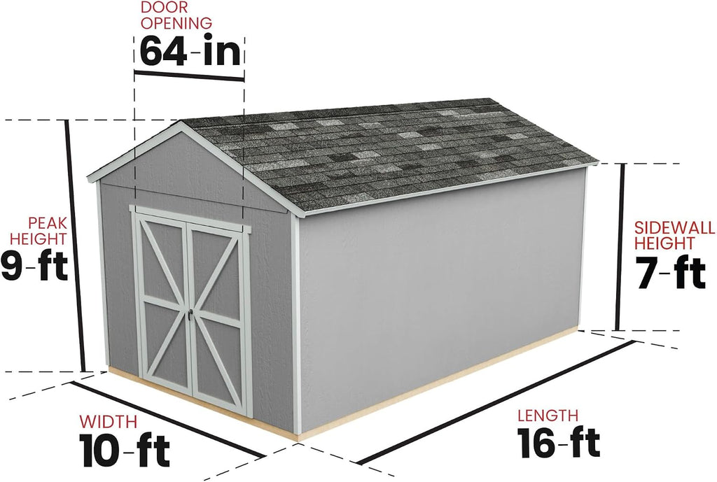 Handy Home Products Rookwood 10x16 Do-It-Yourself Wooden Storage Shed- Does not Include Floor kit, Paint, or Roofing Shingles