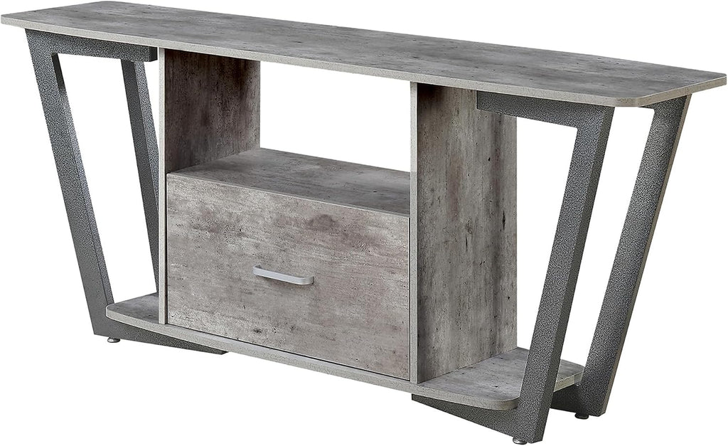 Convenience Concepts Graystone TV Stand 59.25' - Modern Entertainment Center for TVs up to 65', Industrial Media Console with Storage Drawer & Shelves for Living & Family Room, Faux Birch/Slate Gray