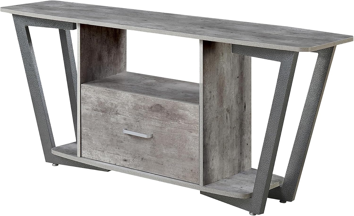 Convenience Concepts Graystone TV Stand 59.25' - Modern Entertainment Center for TVs up to 65', Industrial Media Console with Storage Drawer & Shelves for Living & Family Room, Faux Birch/Slate Gray