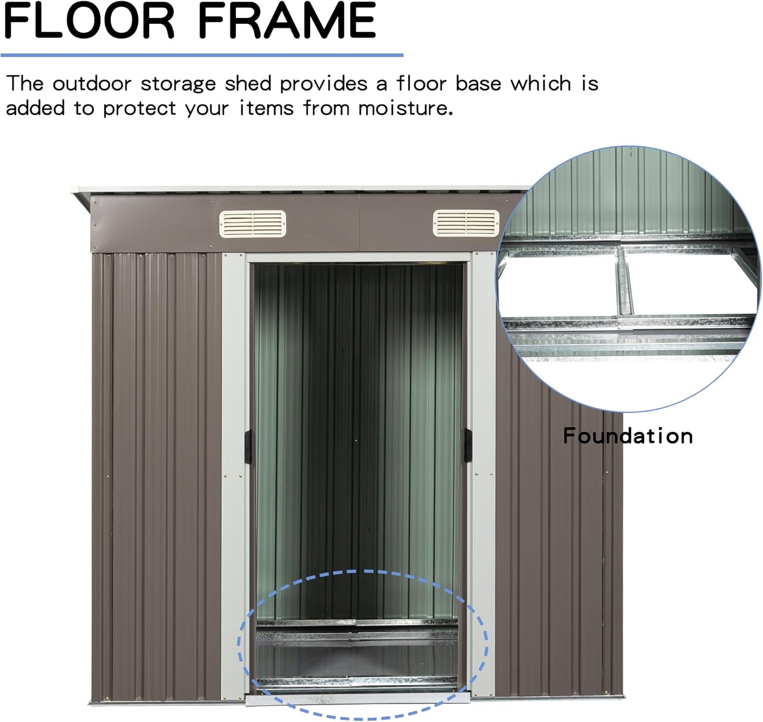 6X4 FT Outdoor Storage Shed, Waterproof Metal Garden Sheds with Lockable Door, Steel Tool Storage Buildings Shed & Outdoor Storage House for Garden, Backyard, Patio, Lawn, Trash Cans(Brown)