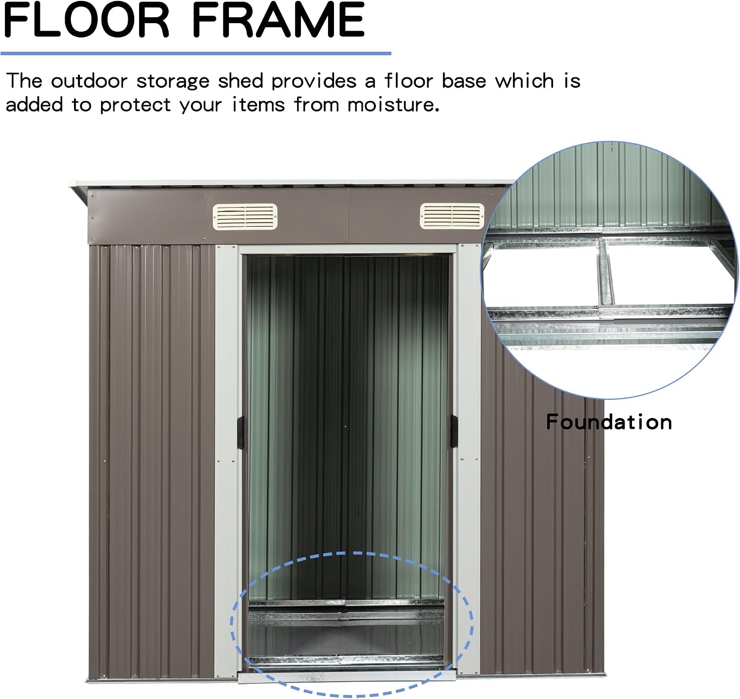 YOPTO 6×4 FT Outdoor Metal Storage Shed with Integrated Punched Vents,Heavy Duty Storage House W/Padlock and Sliding Doors,Large Waterproof Outdoor Tools Sheds for Garden,Backyard,Patio,Grey