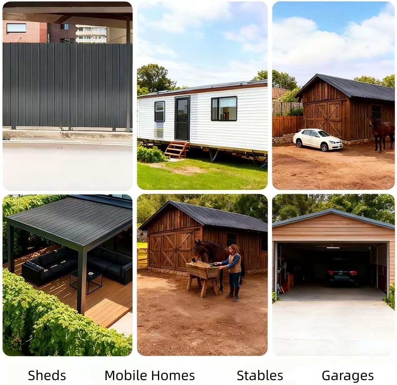 Metal Roofing Panels, L45.2×W17.72 Inch Corrugated Galvanized Steel Metal Roof Panels with Screws, Waterproof Pergola Roof Panels for Gazebo, Shed, Patio, Garage, Outdoor Storage,18 Pcs Gray
