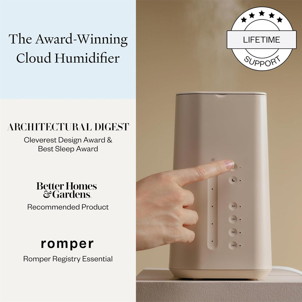 Vitruvi Cloud Humidifier for Bedroom | Large Humidifier Up to 600 sq ft | Cool Mist Humidifiers for Bedroom Quiet | Ultrasonic Humidifiers | 24 Hr Run Time - Oat