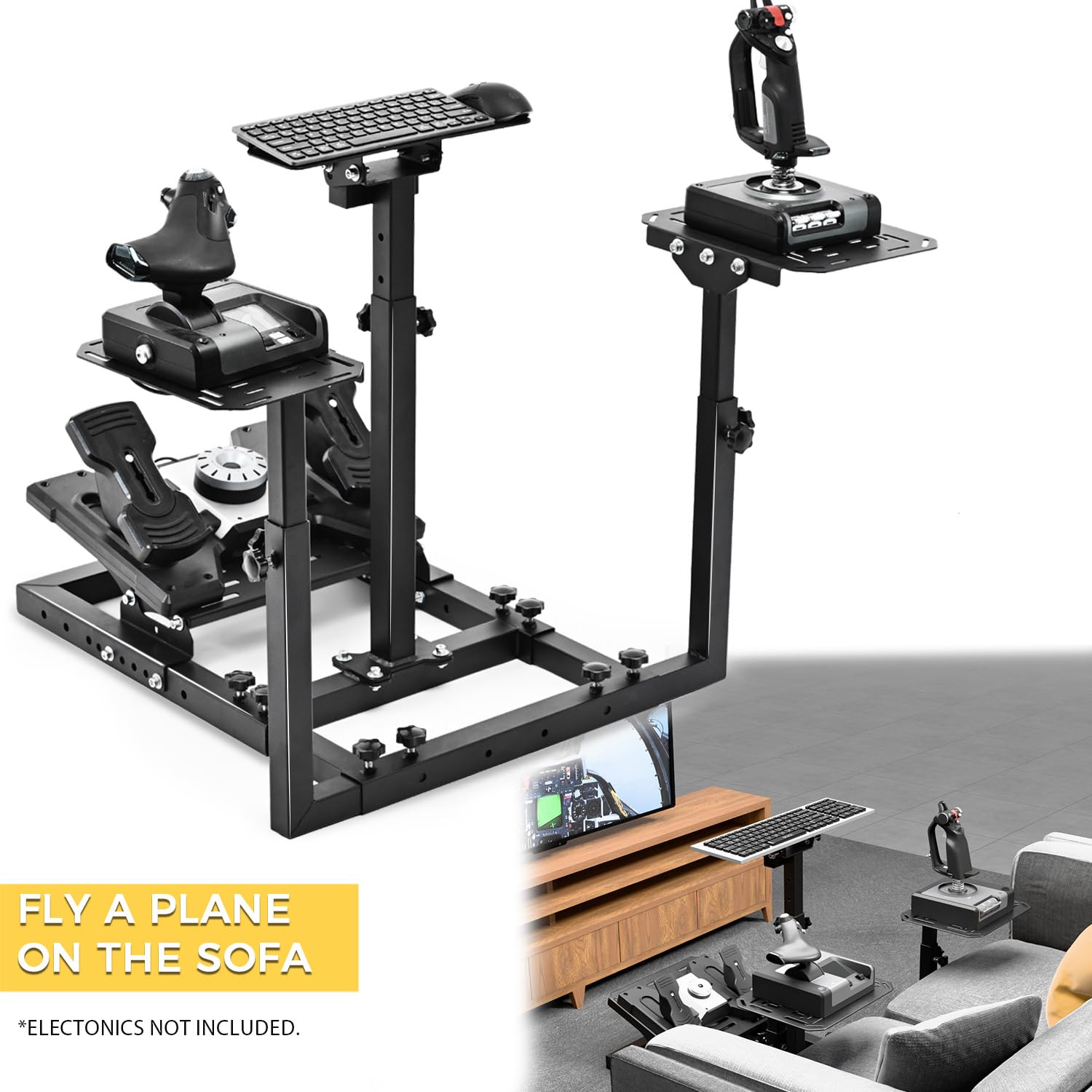 Marada Universal Flight Racing Simulator Stand, Three Axis Adjustable, And Hold Mouse and Keyboard, Fit for Thrustmaster,for Logitech,for Honeycomb,the Fight Sim Cockpit Electronic Device Not Included