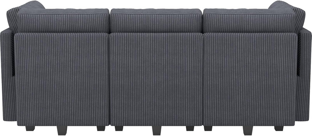 Belffin Modular Sectional Sleeper Sofa with Storage Seat 6 Seat Sectional Sleeper Sofa Bed Corduroy Sectional Couch with Reversible Chaise Dark Grey Modular Couch for Living Room